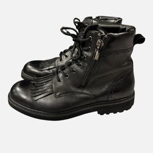 INC International Concepts Men’s Brix Kiltie Leather Boots (Black) - Size 12